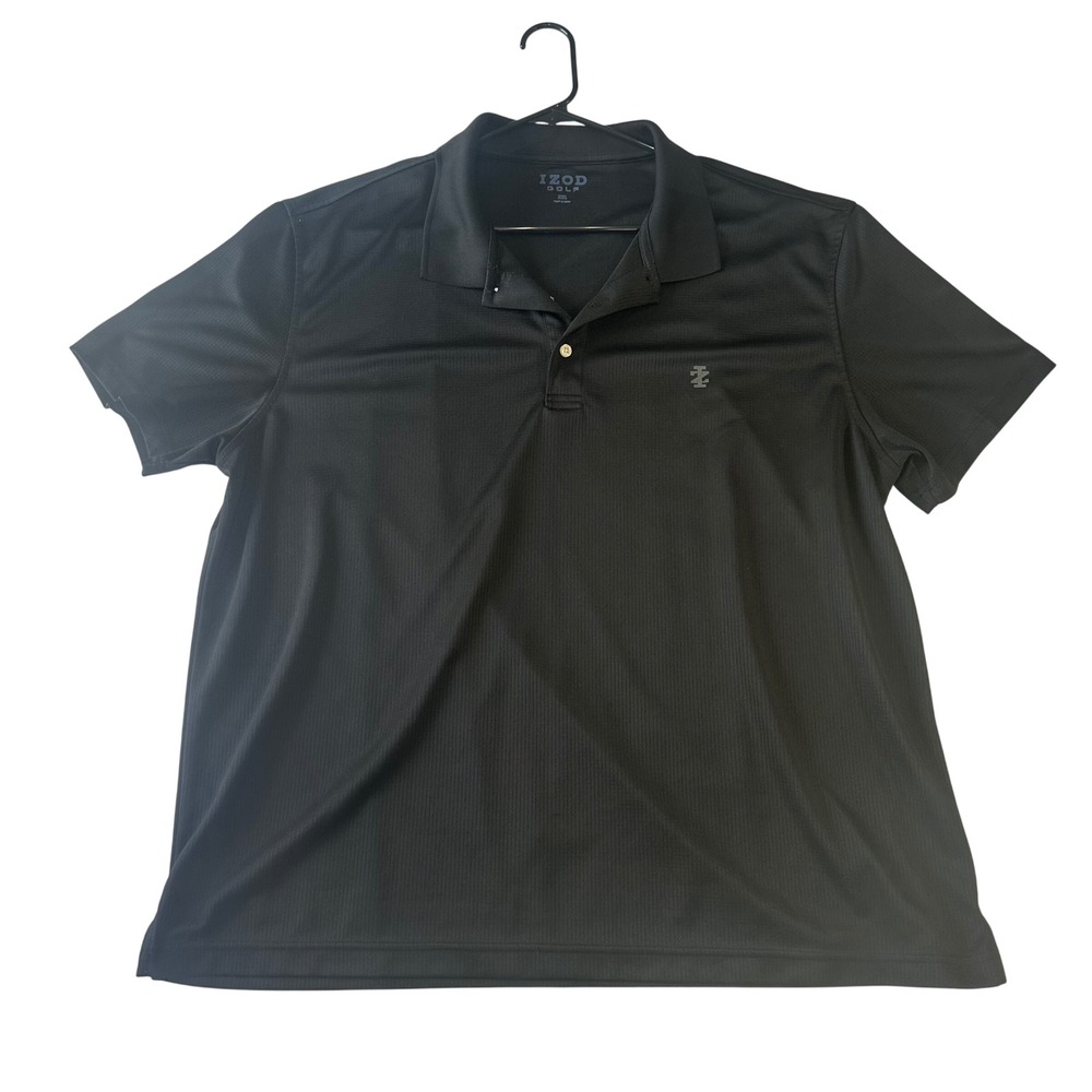 IZOD Golf Mens 2XL Black Performance Polo Shirt Short Sleeve IZAGB33R001